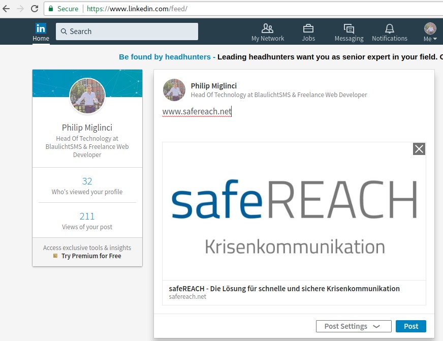 LinkedIn preview after installing the plugin